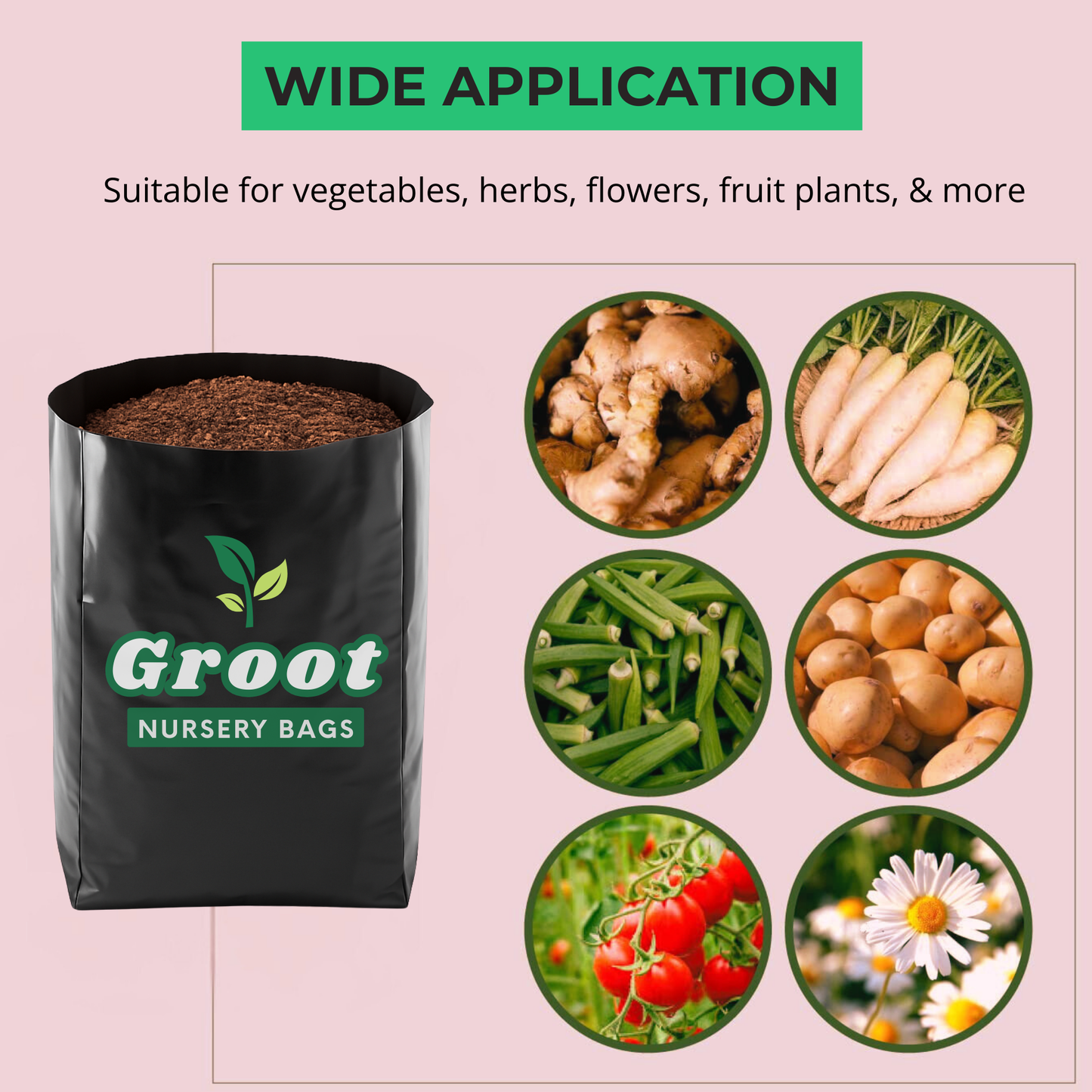 Small 5 x 7 Inches Plastic UV Protected Poly Grow Nursery Plant Bags | For Home Garden | Nursery Bags for Plants