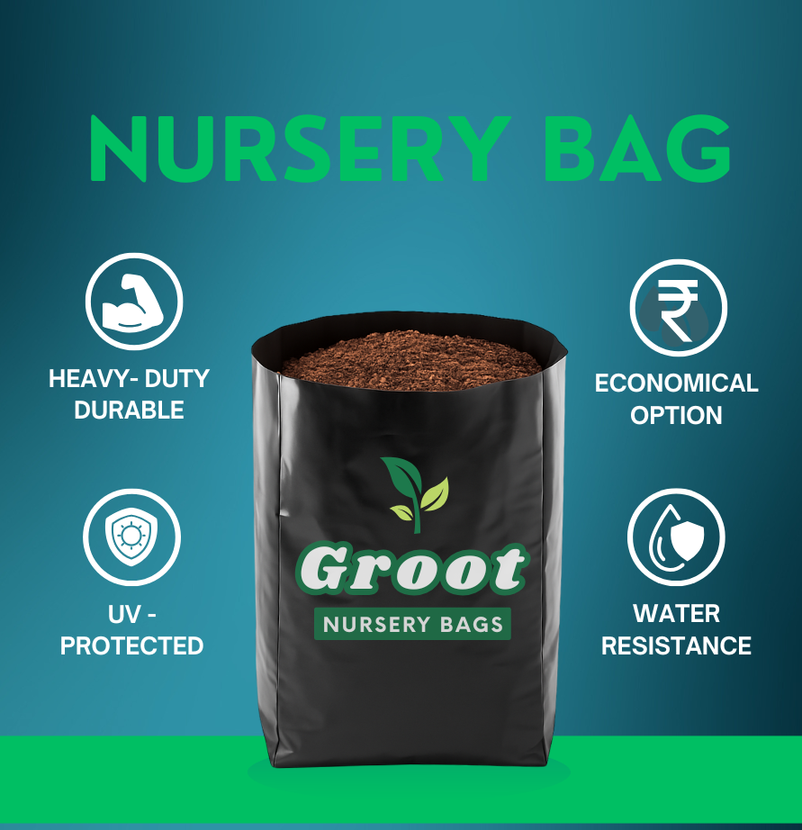 Medium 12 x 12 Inches Plastic UV Protected Poly Grow Nursery Plant Bags | For Home Garden | Nursery Bags for Plants