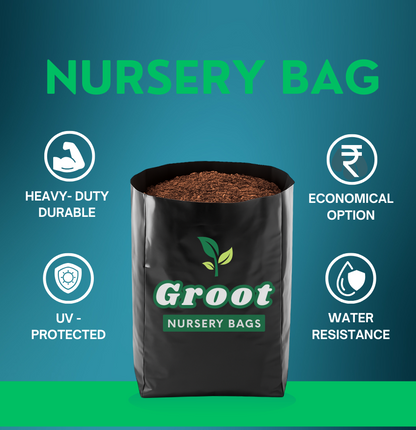 Medium 12 x 12 Inches Plastic UV Protected Poly Grow Nursery Plant Bags | For Home Garden | Nursery Bags for Plants